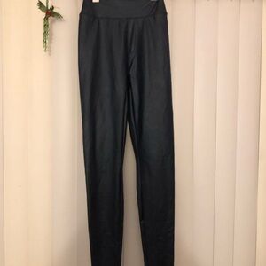 High-Waist Blue Faux Leather Leggings